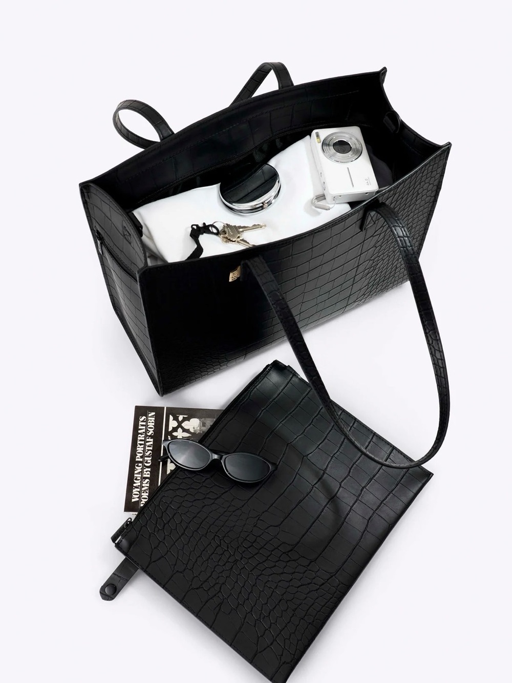 BÉIS Work Tote – Black Croc (Standard Size) - Picture 3 of 6